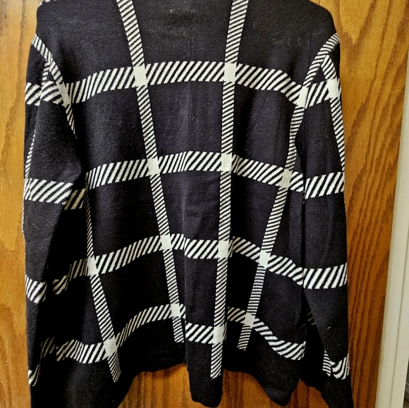 Anne Klein Black White Plaid Zipper Jacket Size L Women's Blend Fabric - Picture 4 of 4